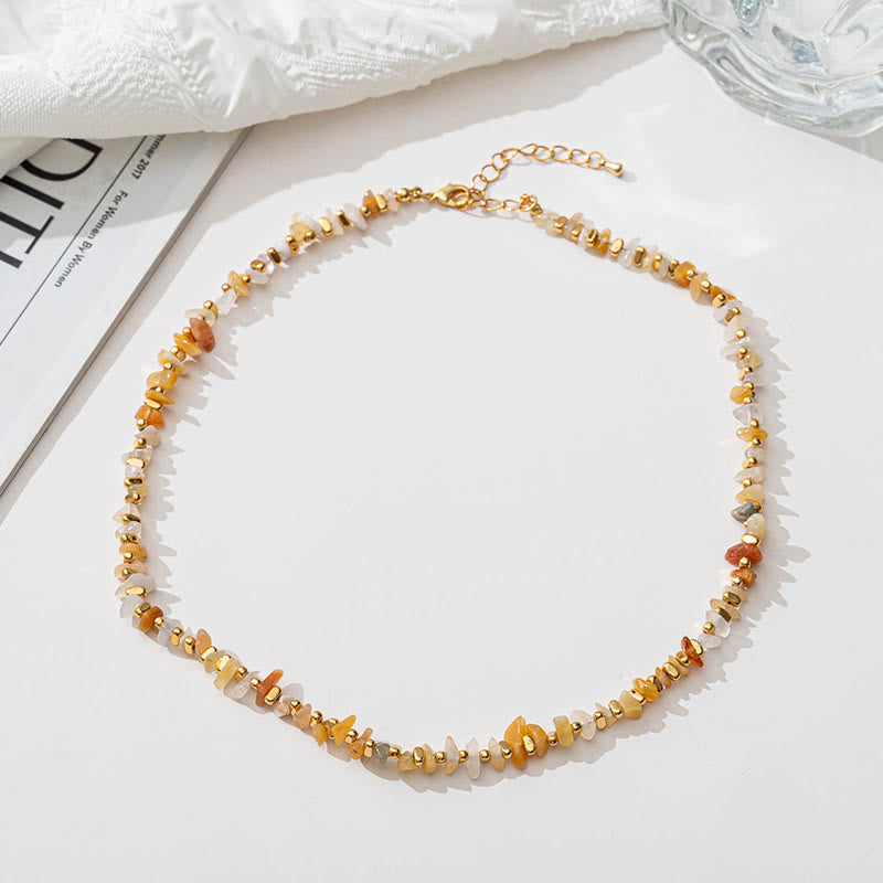 Pulsera con collar y grava de amatista y cuentas de citrino natural de Olivenorma 