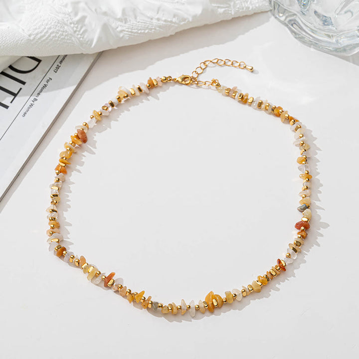 Pulsera con collar y grava de amatista y cuentas de citrino natural de Olivenorma 