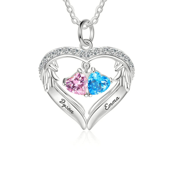 Collar de circonita cúbica con nombre grabado y piedra de nacimiento personalizada de Olivenorma
