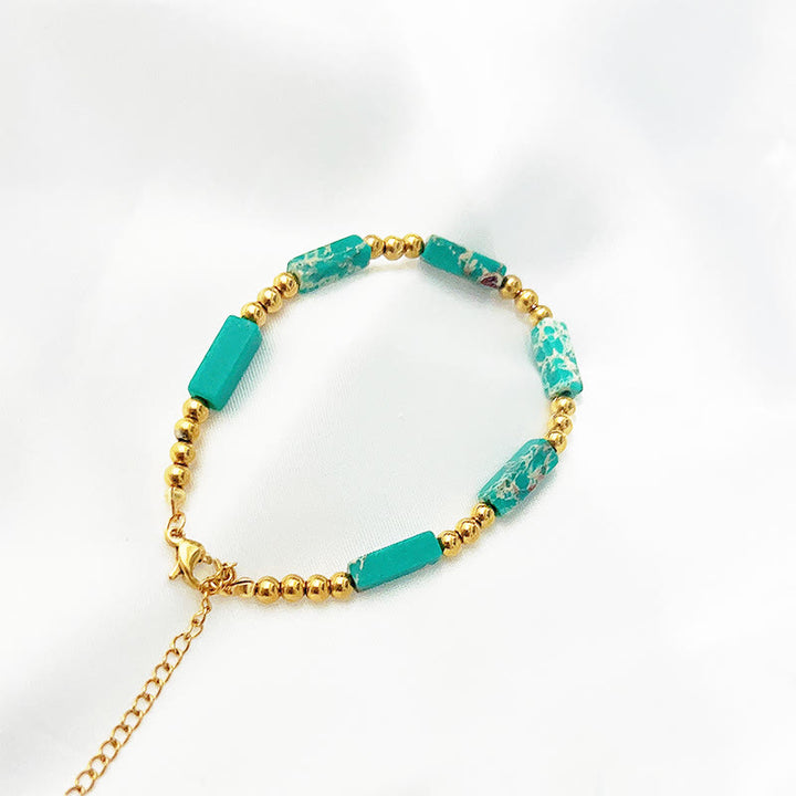 Pulsera de cuentas de tubo de piedra natural rectangular de Olivenorma