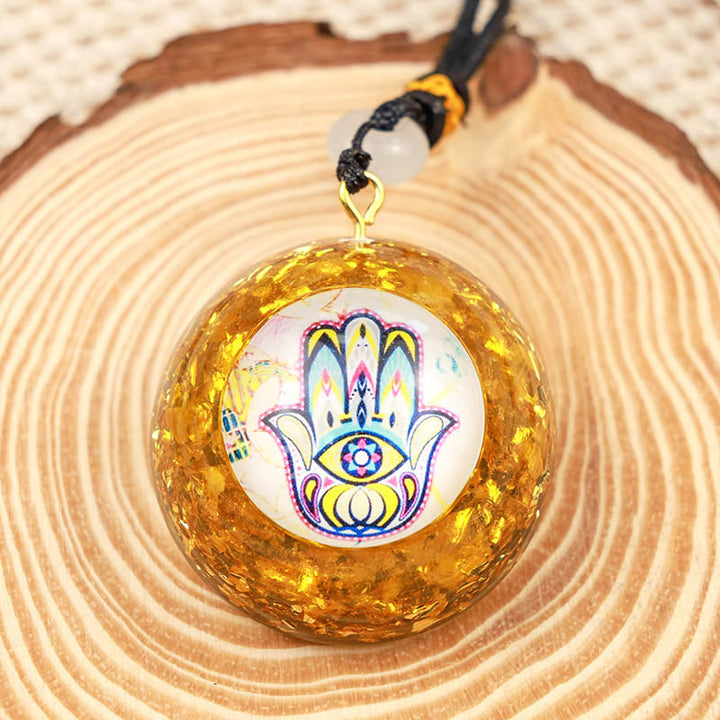 Collar de hamsa curativo con citrino natural de Olivenorma