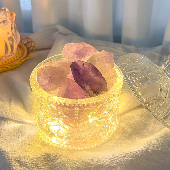Lámpara de aromaterapia de cristal con taza de cristal tallada en piedra difusora Olivenorma