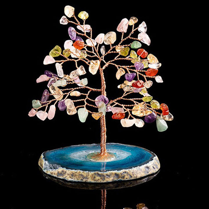 Árbol Feng Shui con múltiples piedras del destino espiritual de Olivenorma