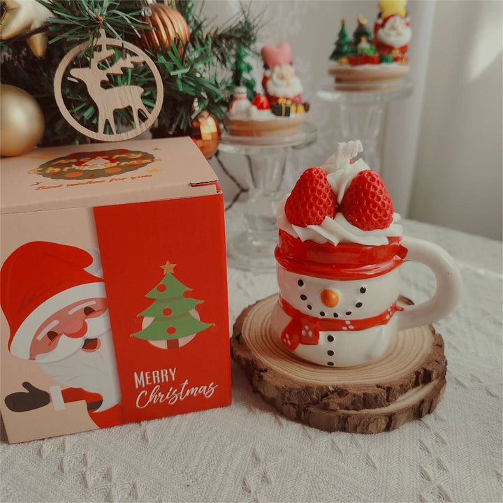 Vela navideña con forma de alce, muñeco de nieve y Papá Noel de Olivenorma 