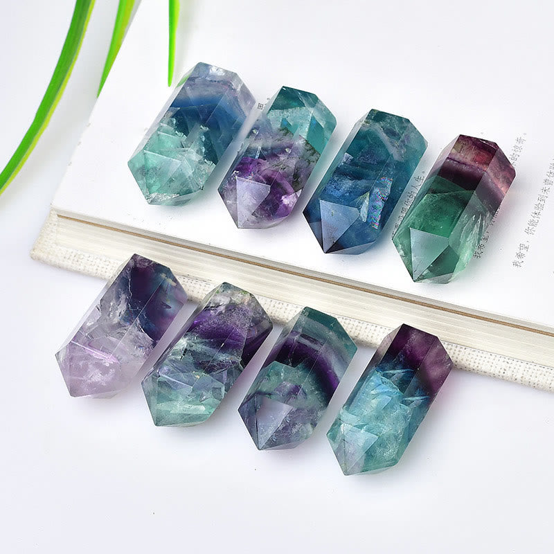 Varitas de cristal de fluorita arcoíris con forma de pico de Olivenorma