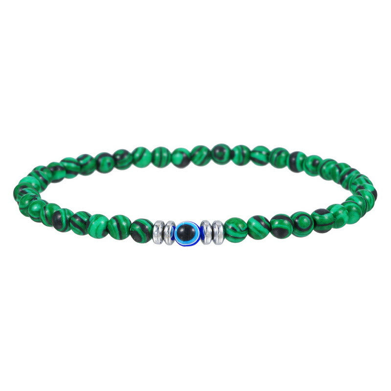 Pulsera de cuentas de ojo malvado de piedra natural de 4 mm para hombre de Olivenorma 