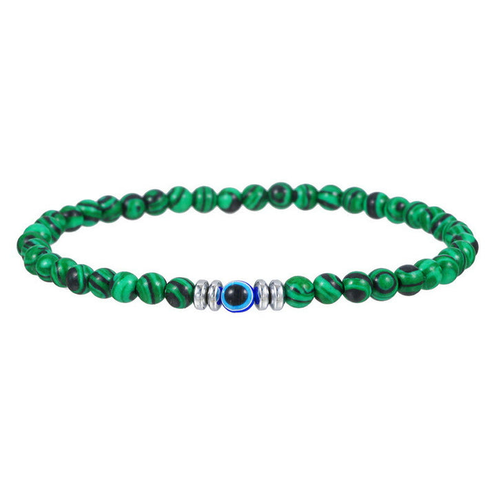 Pulsera de cuentas de ojo malvado de piedra natural de 4 mm para hombre de Olivenorma 