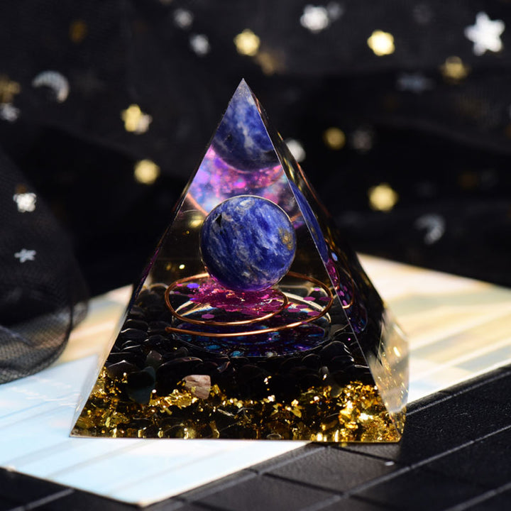 Pirámide de orgón de obsidiana y lapislázuli de Olivenorma