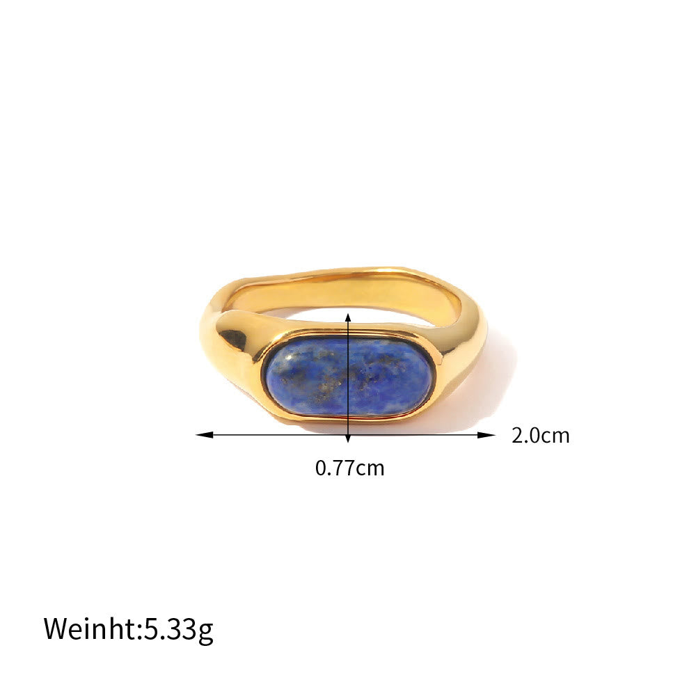 Anillo de oro con piedra natural ovalada de Olivenorma