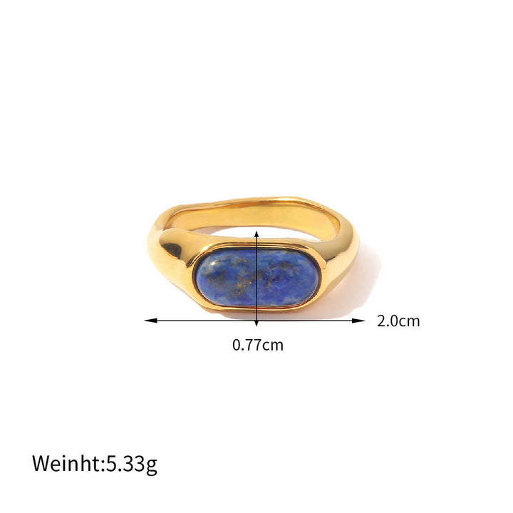Anillo de oro con piedra natural ovalada de Olivenorma