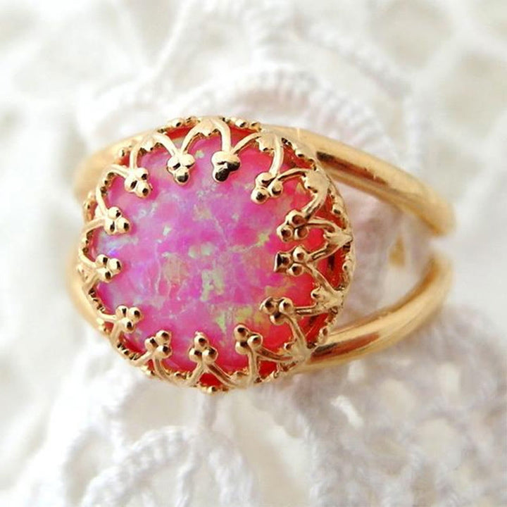 Anillo de ópalo azul bañado en oro sobre plata de ley 925 "Energía de paz" de Olivenorma