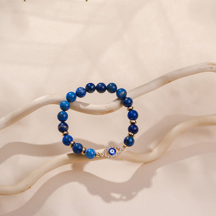 Pulsera de cuentas de lapislázuli con protección energética y del estado de ánimo de Olivenorma