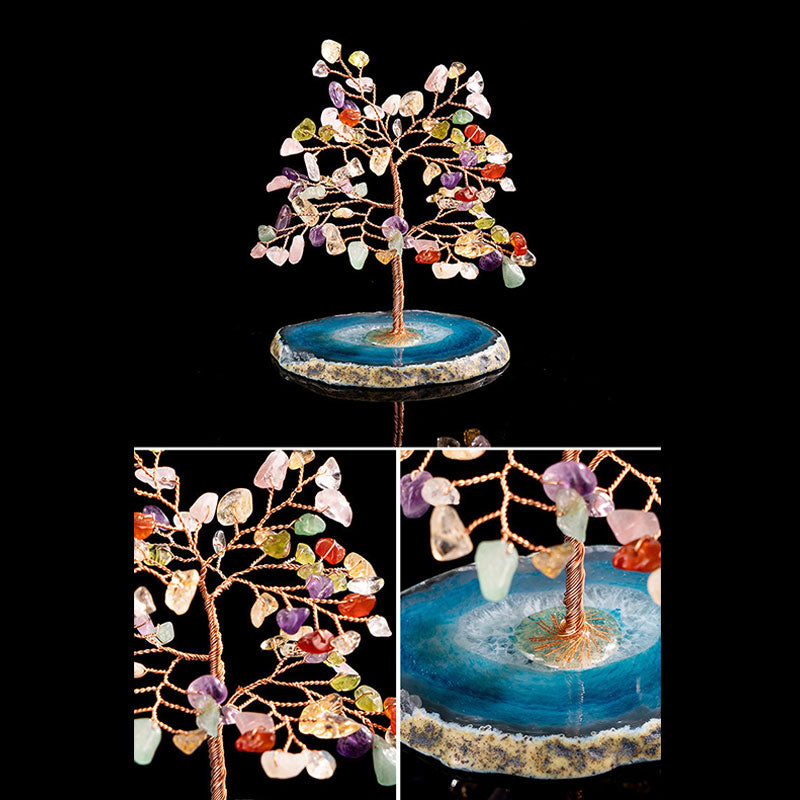 Árbol Feng Shui con múltiples piedras del destino espiritual de Olivenorma