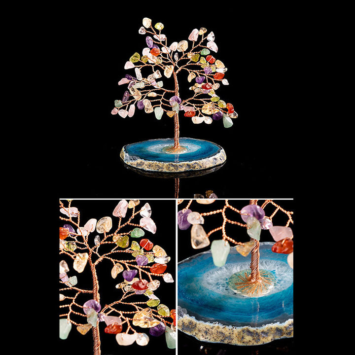 Árbol Feng Shui con múltiples piedras del destino espiritual de Olivenorma