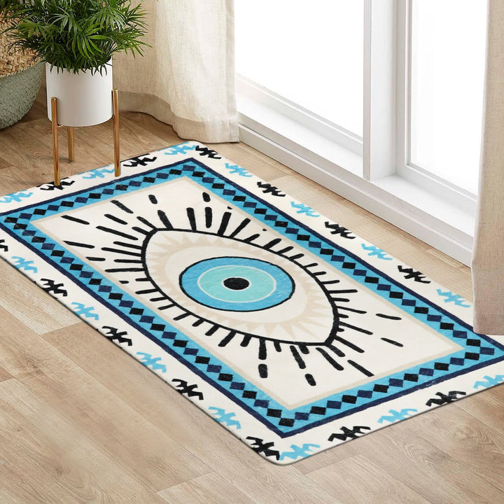 Alfombras lavables antibacterianas con diseño de ojo malvado azul de Olivenorma 