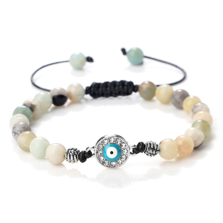 Pulsera de cuentas de circonita de piedra natural de 6 mm de Olivenorma 