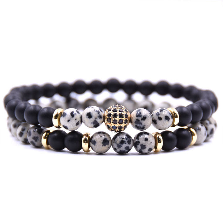 Pulsera de cuentas de cristal natural de dos capas para hombre de Olivenorma
