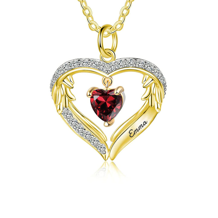 Collar de circonita cúbica con nombre grabado y piedra de nacimiento personalizada de Olivenorma