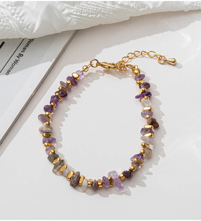 Pulsera con collar y grava de amatista y cuentas de citrino natural de Olivenorma 