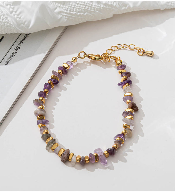 Pulsera con collar y grava de amatista y cuentas de citrino natural de Olivenorma 