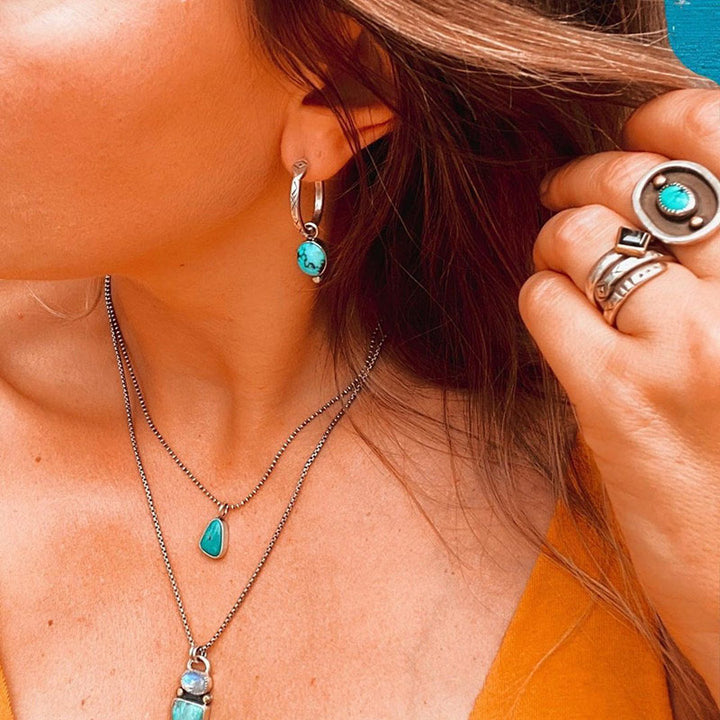 Pendientes retro turquesa en plata 925 de Olivenorma