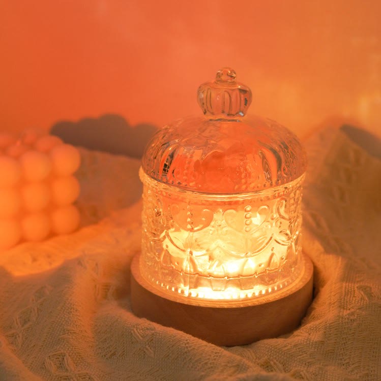 Lámpara de aromaterapia de cristal con taza de cristal tallada en piedra difusora Olivenorma