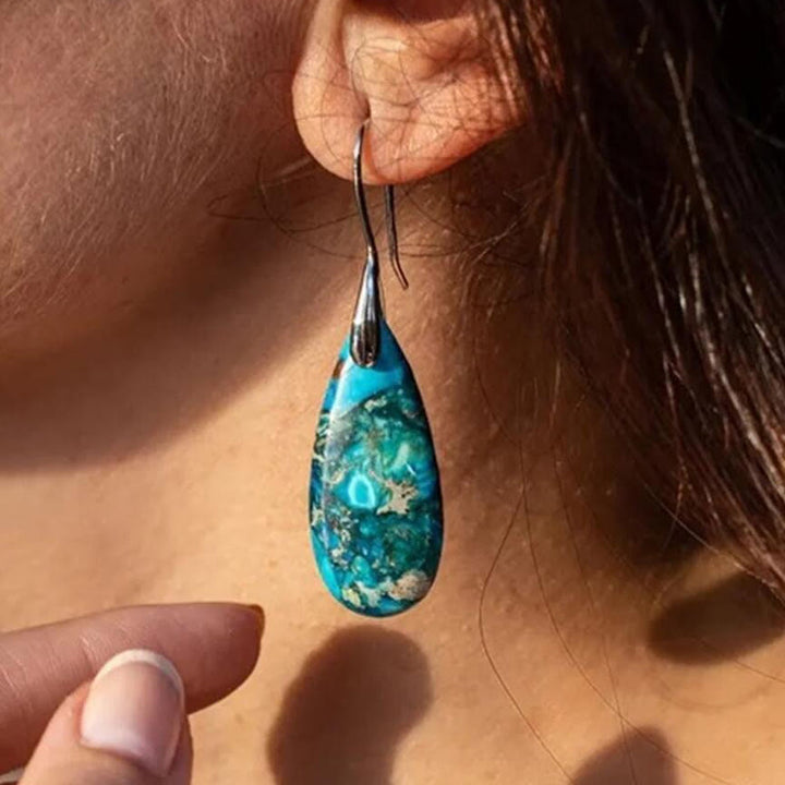Pendientes de piedra emperador con forma de gota de Olivenorma