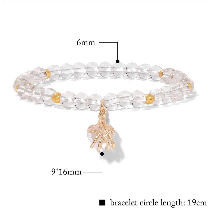 Pulsera con dije de corazón de piedra natural de Olivenorma