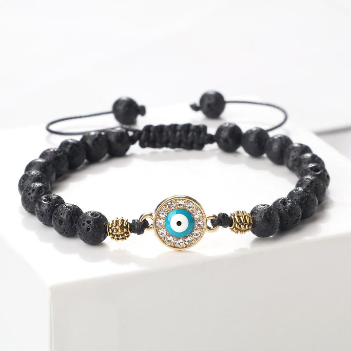 Pulsera de cuentas de circonita de piedra natural de 6 mm de Olivenorma 