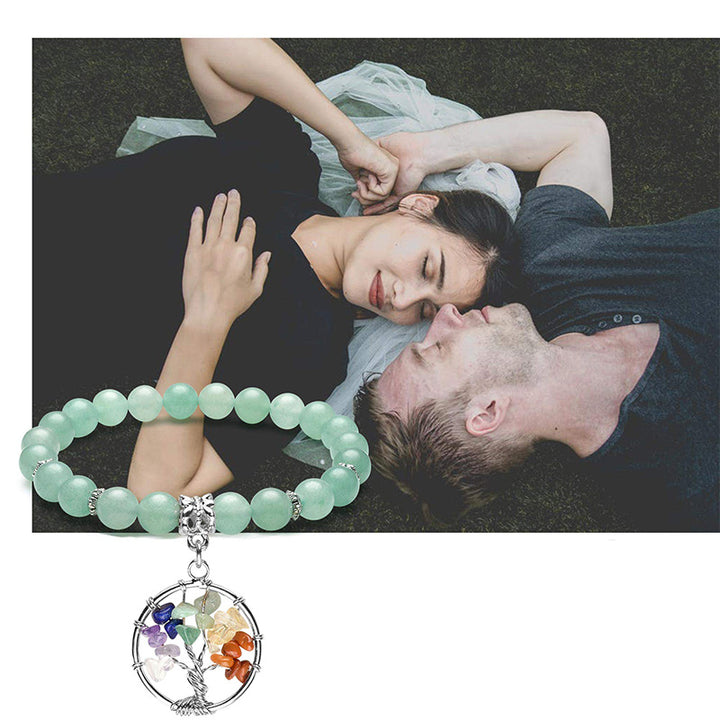 Pulsera de amatista con el árbol de la vida de los chakras.