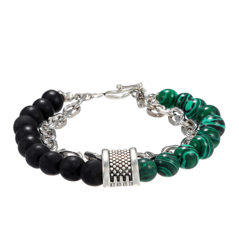 Pulsera para hombre con forma geométrica y combinación de piedras esmeriladas estilo punk de Olivenorma 