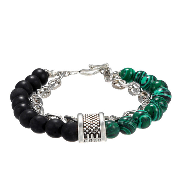 Pulsera para hombre con forma geométrica y combinación de piedras esmeriladas estilo punk de Olivenorma 