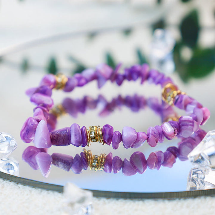 Pulsera de cuentas trituradas de cristal de piedra irregular de Olivenorma 