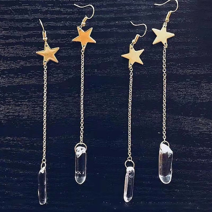 Pendientes con forma de hongo, luna y estrella de cristal natural de Olivenorma