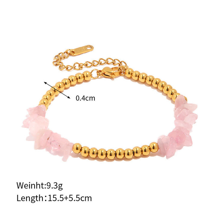 Pulsera de cuentas de oro con cristales triturados naturales de Olivenorma