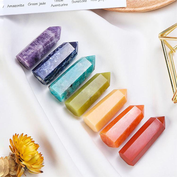 Juego de varitas de cristal decorativas con piedras crudas para chakras de Olivenorma