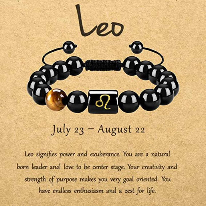 Pulsera del zodíaco de obsidiana y ojo de tigre de Olivenorma