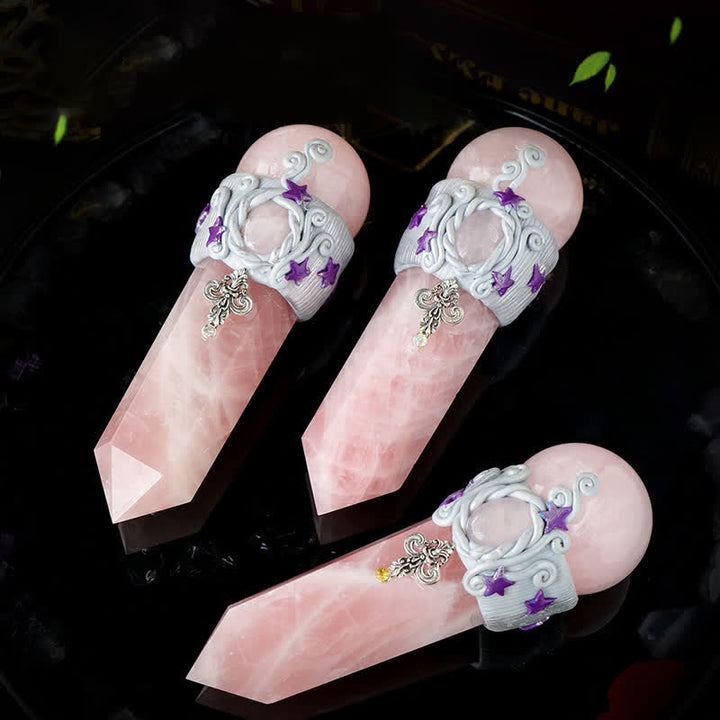Varitas de cristal de cuarzo rosa natural de Olivenorma