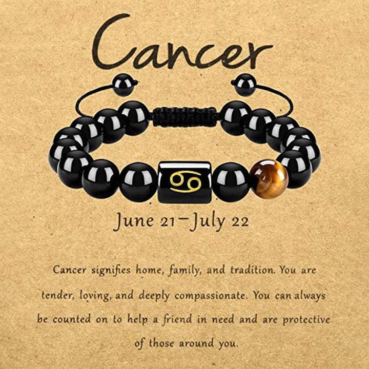 Pulsera del zodíaco de obsidiana y ojo de tigre de Olivenorma