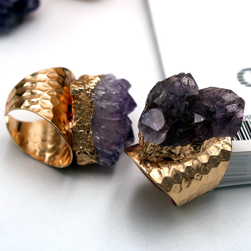 Anillo ajustable retro de amatista natural de Olivenorma