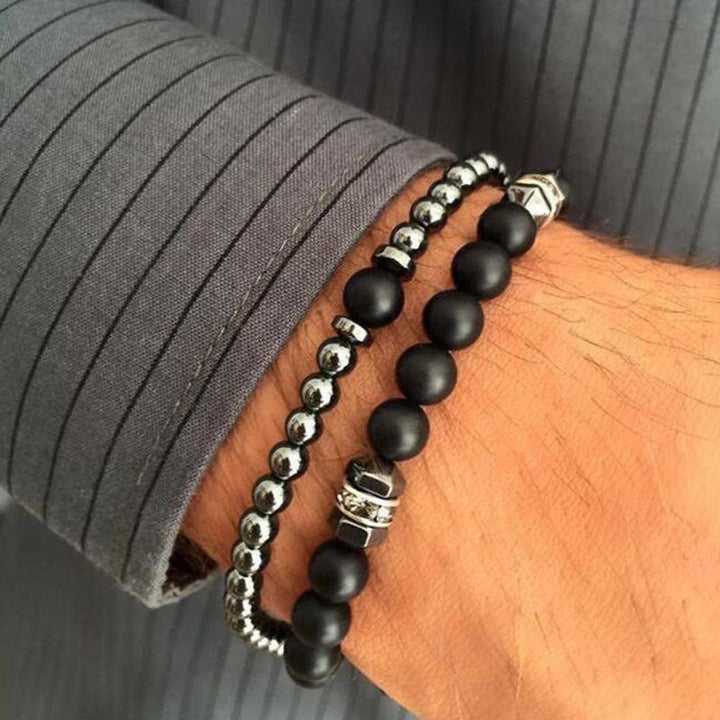 Conjunto de 2 pulseras de moda con cuentas estilo punk para hombre de Olivenorma