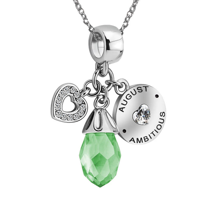 Collar con colgante de corazón de diamante y piedra natal de Olivenorma 