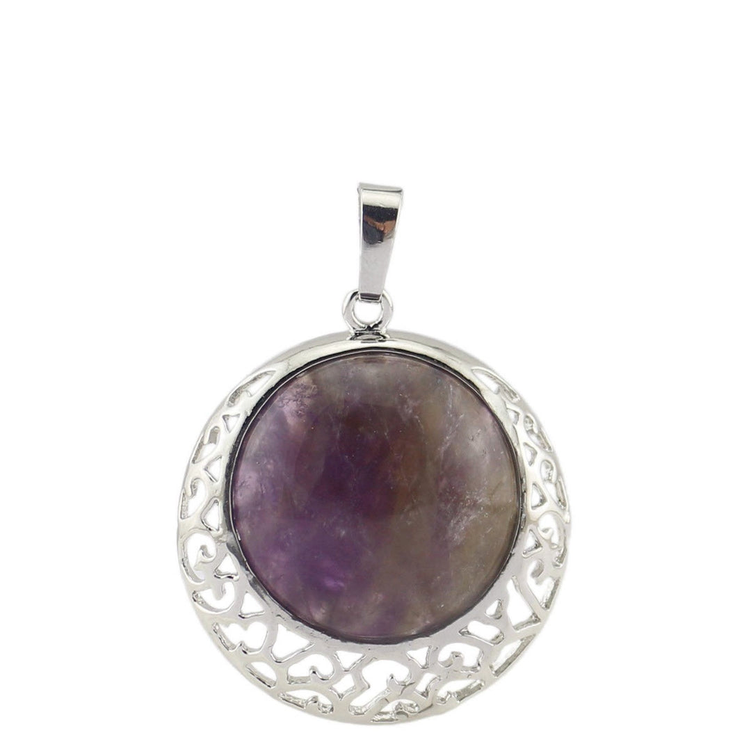 Collar ajustable con piedra auténtica y cristal redondo de Olivenorma 