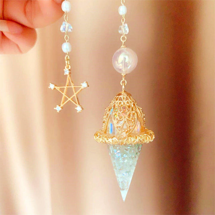 Péndulo de la suerte con forma de estrella de cristal transparente de Olivenorma