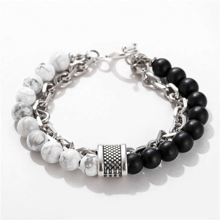 Pulsera para hombre con forma geométrica y combinación de piedras esmeriladas estilo punk de Olivenorma 