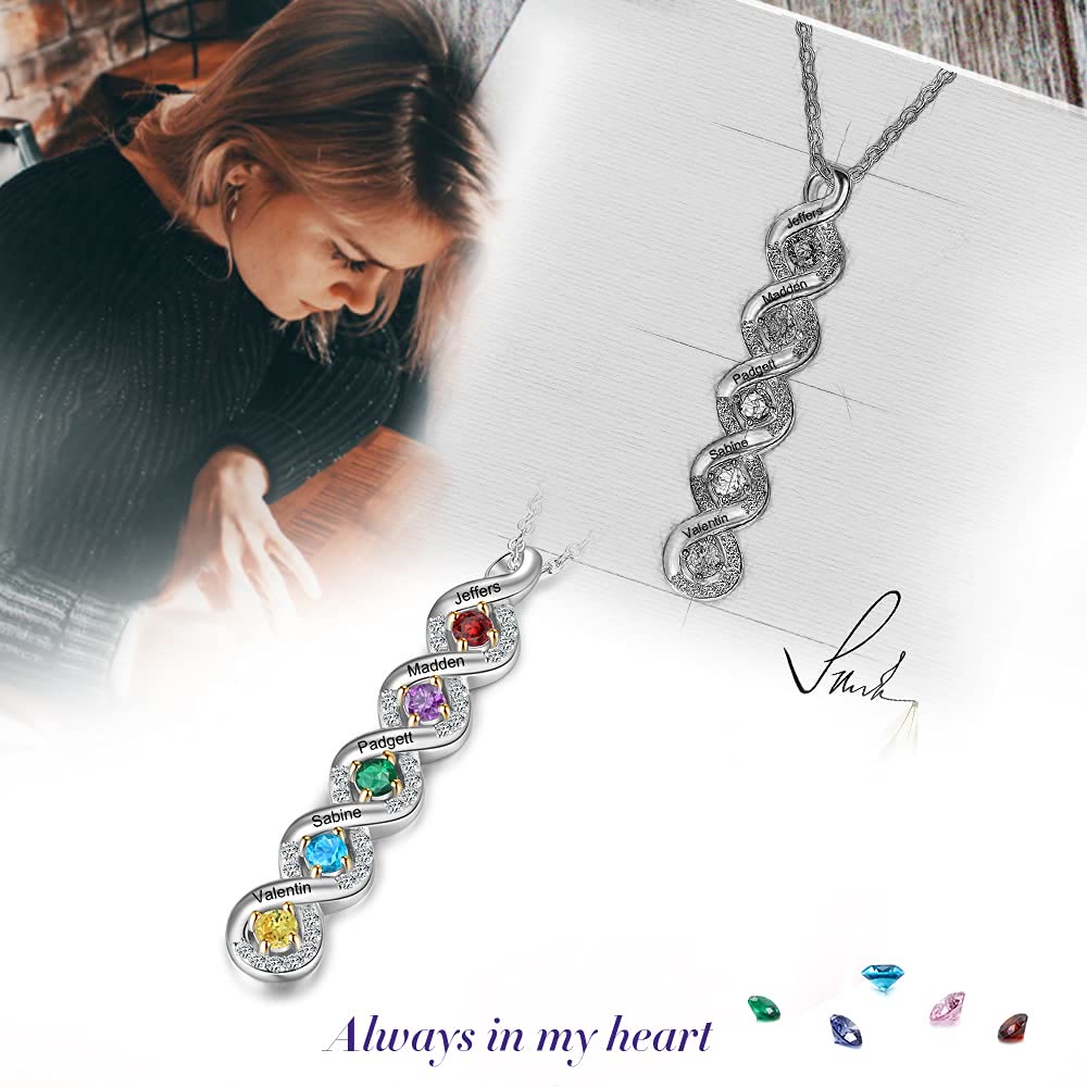 Collar con nombre grabado en piedra natal para mujer de Olivenorma