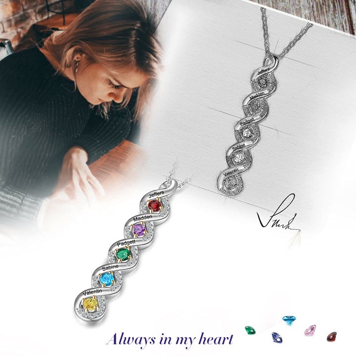 Collar con nombre grabado en piedra natal para mujer de Olivenorma
