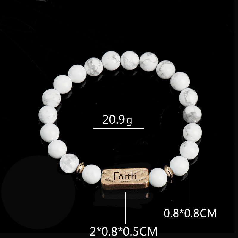 Pulsera con grabado de fe activa con piedras preciosas naturales de Olivenorma