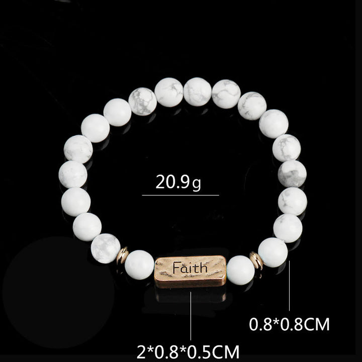 Pulsera con grabado de fe activa con piedras preciosas naturales de Olivenorma