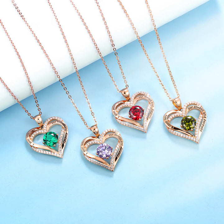 Olivenorma "Te amo por siempre y para siempre" - Collar de corazón en tono de nacimiento 